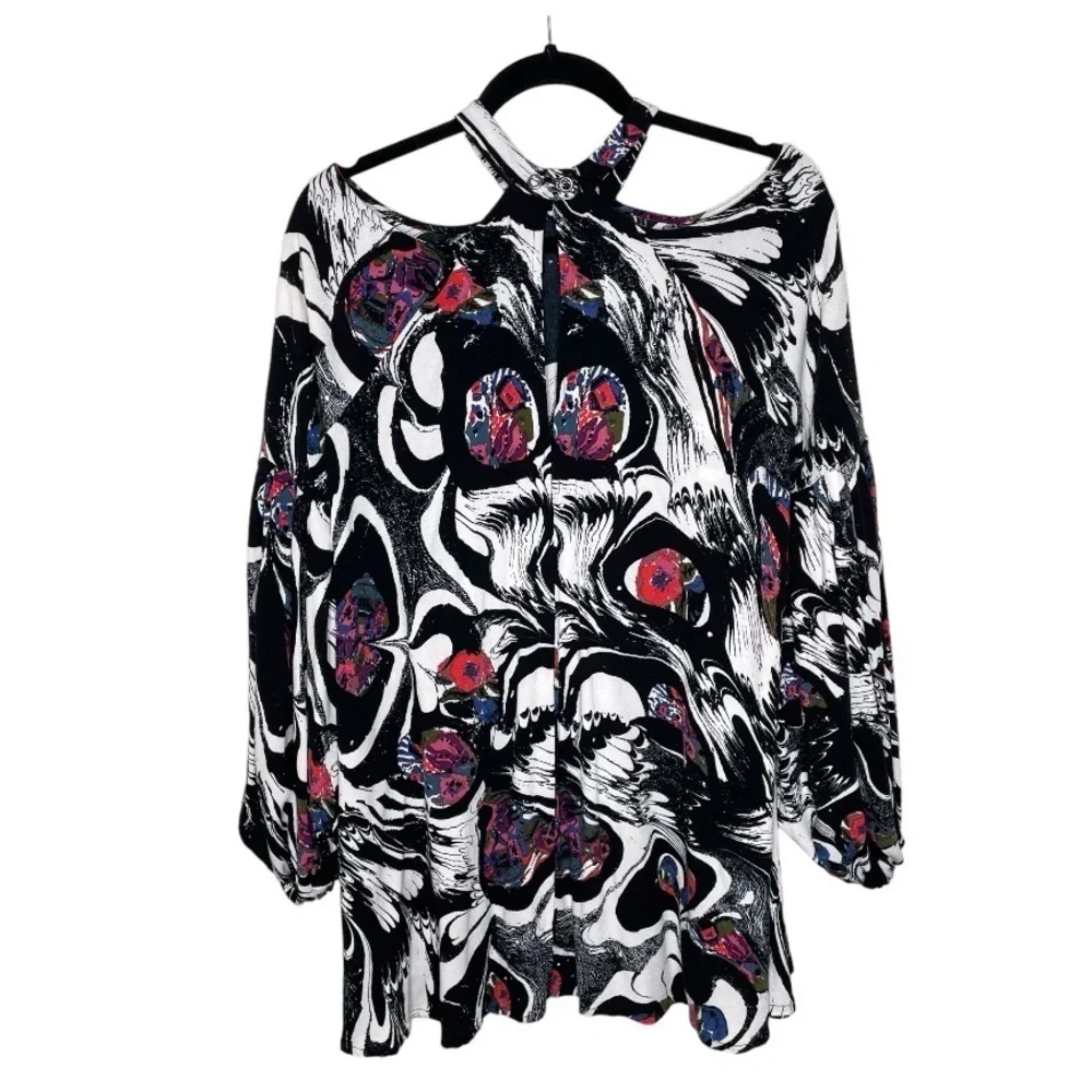 Free People Drift Away Cold Shoulder Tunic‎ Top Multicolored
